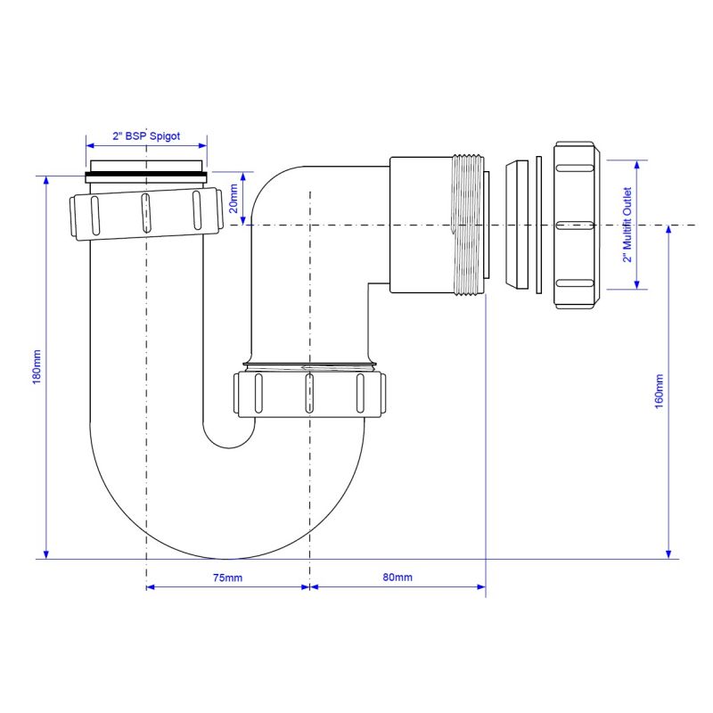 2 inch P trap for urinals