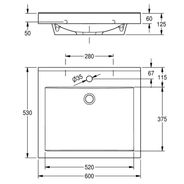 single quadro miranit wash basin 