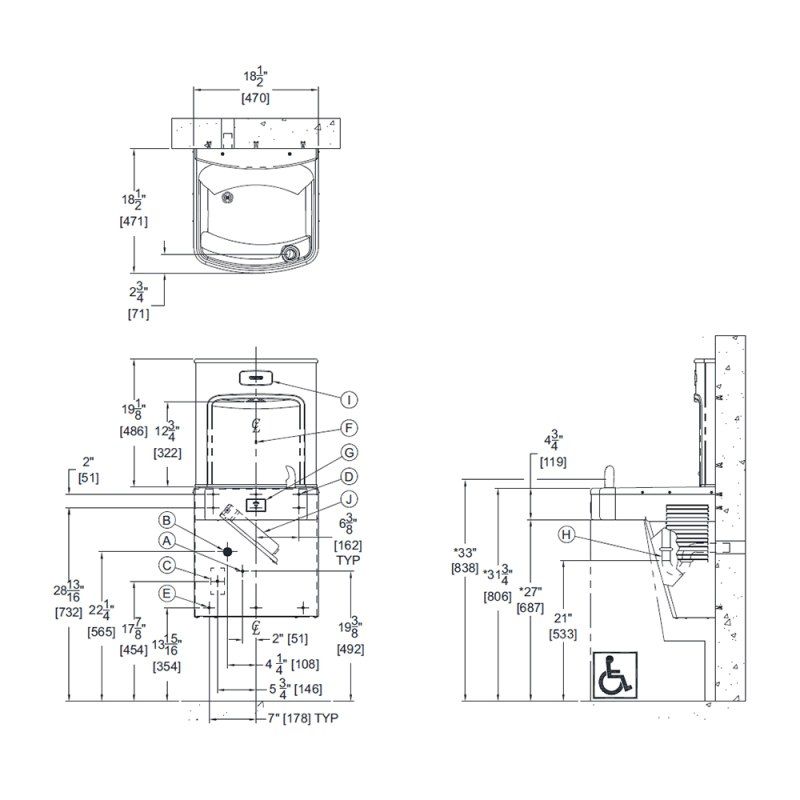 stainless steel water cooler with drinking bubbler and bottle filler