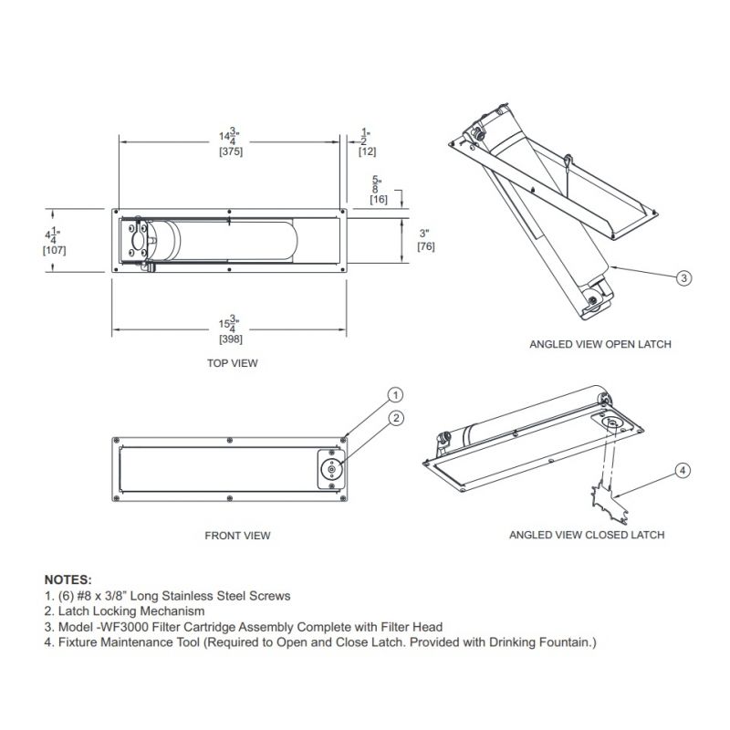 water filter panel for Murdock drinking fountains and bottle fillers