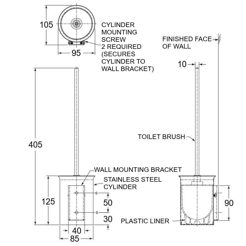 stainless steel toilet brush and holder