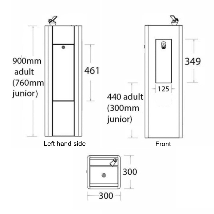 junior height drinking station for drinking water and filling bottles