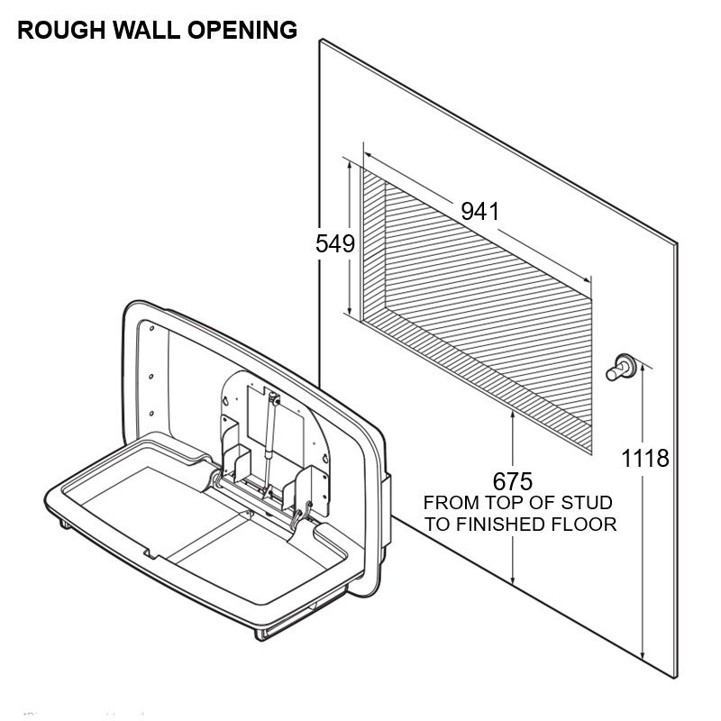 recessed baby changing station