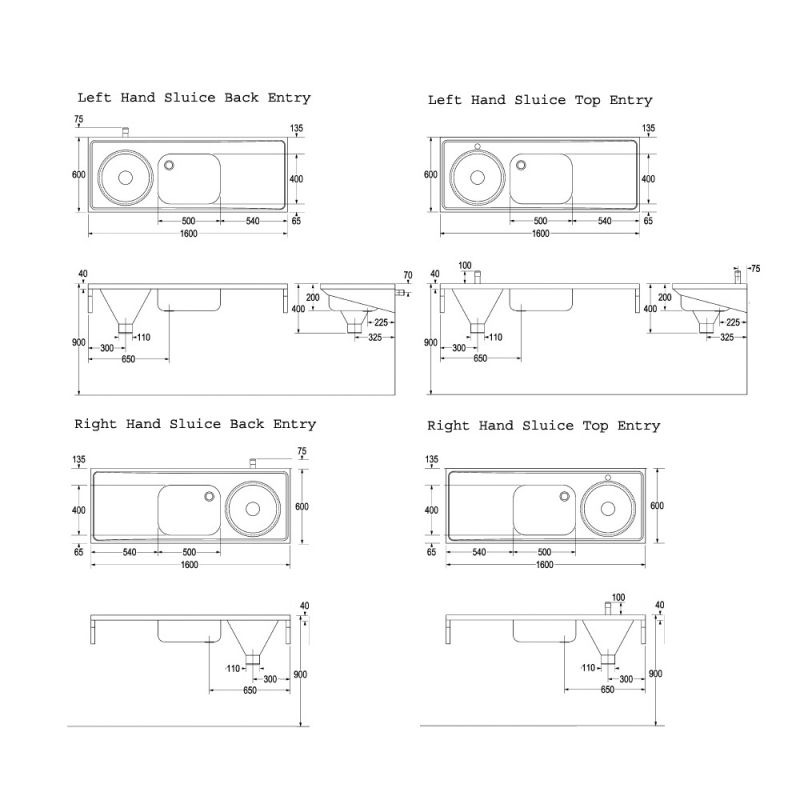 disposal units with sinks and plain tops