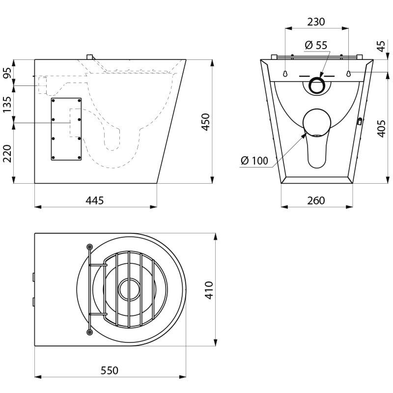 stainless steel floor standing disposal unit