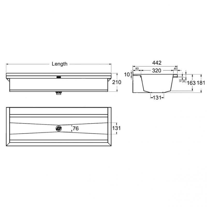 stainless steel wash trough with press button taps