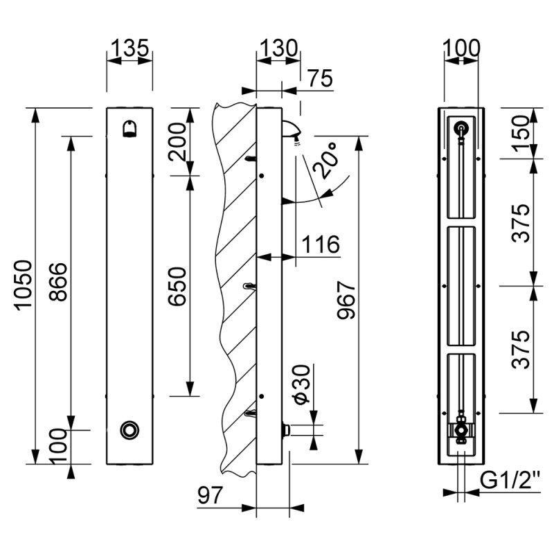 stainless steel shower panel
