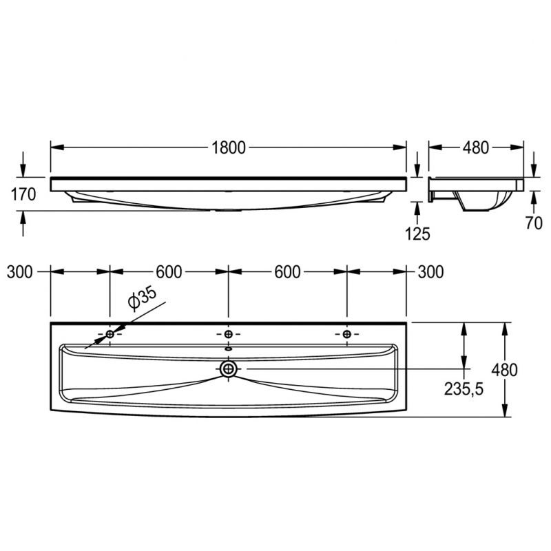 Miranit 3 person wash trough 