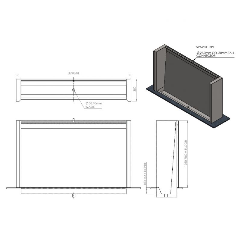 stainless steel floor recessed slab urinal