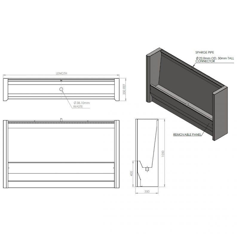 stainless steel floor standing slab urinal