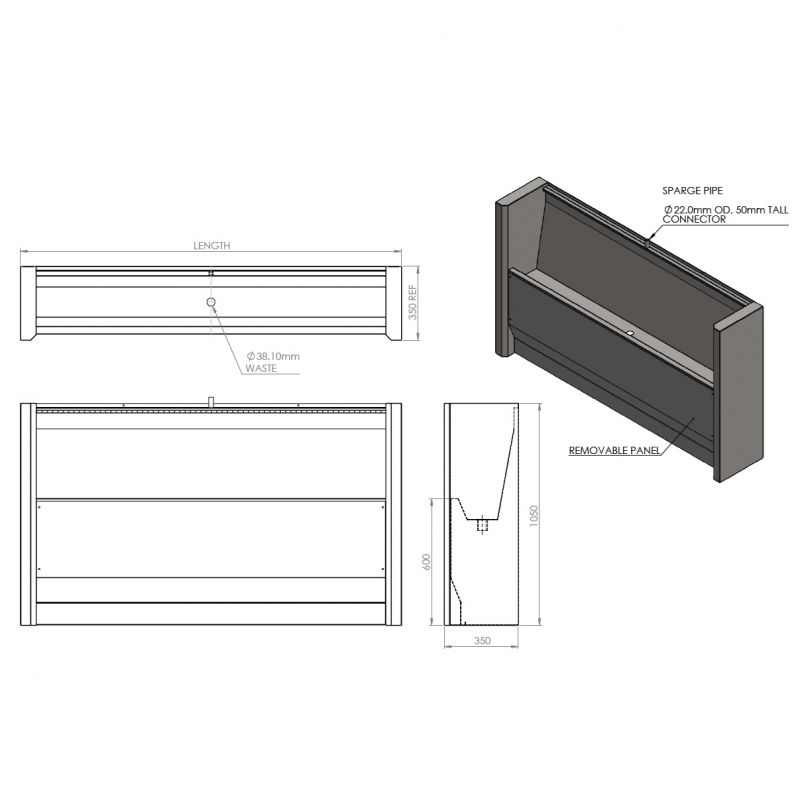 stainless steel floor standing trough urinal
