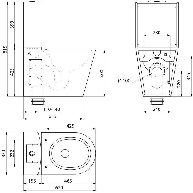 stainless steel close coupled suite