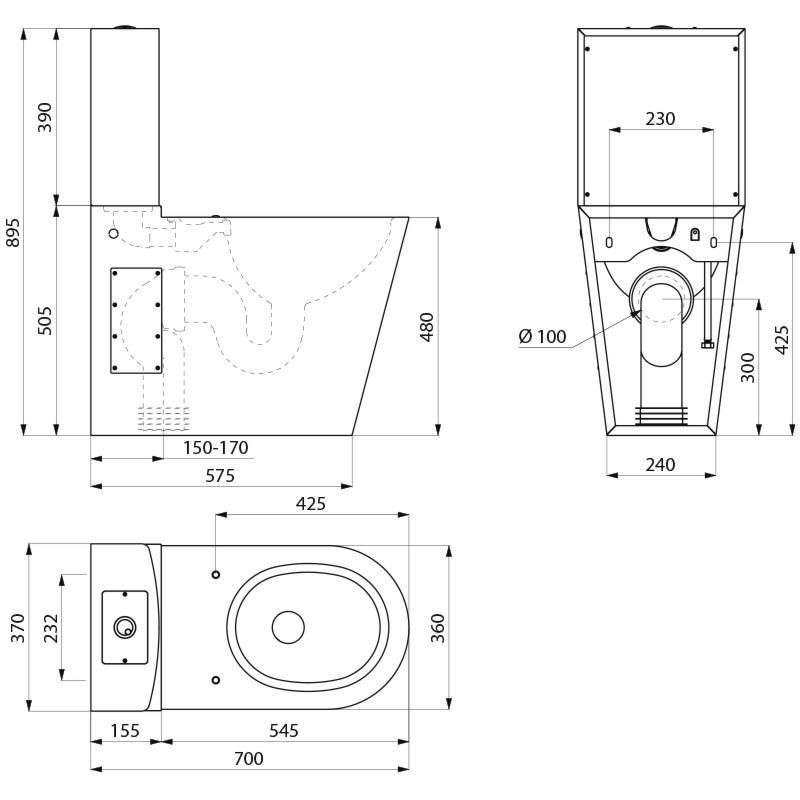 disabled height stainless steel close coupled toilet with dual flush cistern