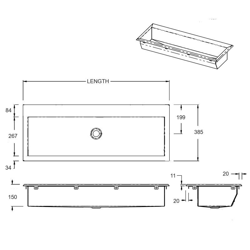 inset stainless steel wash troughs
