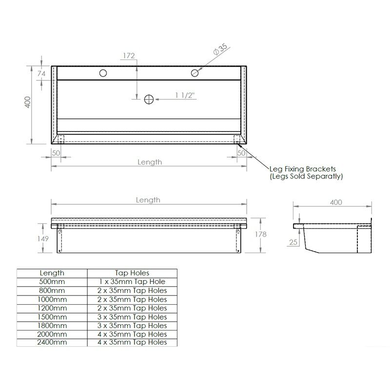 stainless steel wash troughs