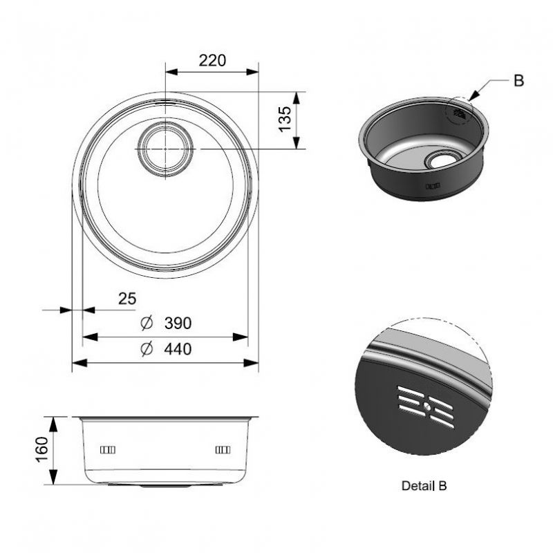 stainless steel inset bowl