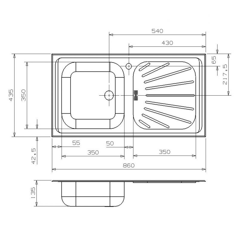 stainless steel inset single bowl single drainer sink