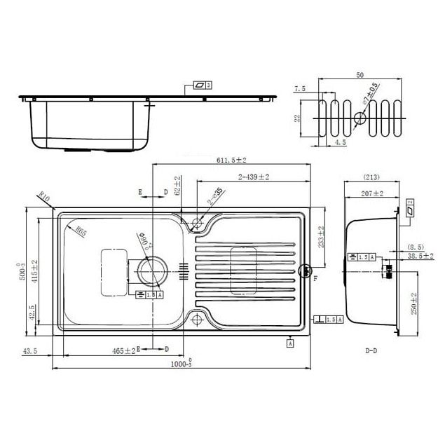 inset single bowl with drainer kitchen sinks