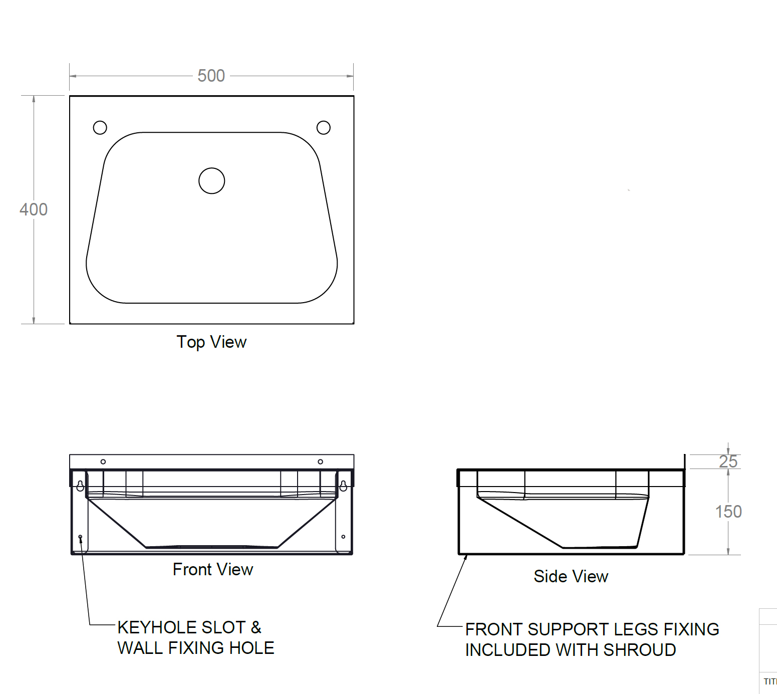 We276 Stainless Steel Wall Hung Wash Basin With Apron Support